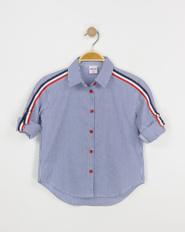 Picture of K09197 BOYS LONGSLEEVE SHIRT STRIPED WITH RED BUTTONS